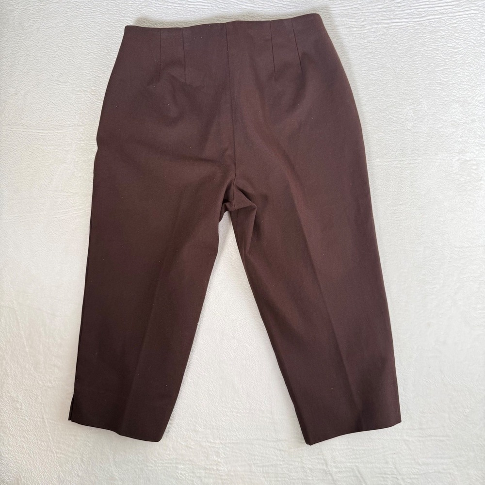 Chico's Brownโ Cropped Trousers Side Zip Cotton Blend Size 1.5/10